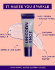 UNICORN SNOT Holographic Glitter Lip Gloss | Sparkly & Shimmer Lips for Christmas Glitter Makeup | Stocking Stuffers for Holiday Gift | Vegan & Cruelty Free 0.37 fl oz (Disco/Holographic Silver)