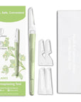Face Razors for Women, Dermaplane Razor for Women Face, Eyebrow Razor, Facial Razors, Dermaplaning Tool, Reusable Metal Handle with 4 Microblades for Sensitive Skin, Peach Fuzz Remover, Green