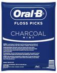 Oral-B Charcoal Infused Mint Dental Floss Picks, 75 Count, Pack Of 4