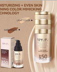 SPF 50 Liquid Foundation,Long Lasting,Moisturizing,Matte & Non-Comedogenic Foundation Makeup for All Skin,Medium-Full Coverage (Light, 1.05 FL.OZ (Pack of 1))