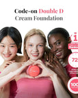 Hanskin Code on Double D Cream Foundation, Full Coverage Korean Liquid Skin Tint Foundation, Semi-Matte Finish, Lightweight Pore-Perfecting Base, 1.18 Fl Oz (19C PORCELAIN)