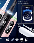 Oral-B iO Series 6 Rechargeable Electric Toothbrush with Visible Pressure Sensor to Protect Gums, 2 Minute Timer, 5 Cleaning Settings, 1 Replacement Toothbrush Head, and Travel Case, Grey Opal