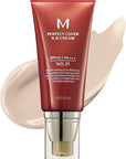 MISSHA M Perfect Cover BB Cream No.21 Light Beige - Light with Cool Undertone SPF 42 PA +++1.69 Fl Oz - Tinted Moisturizer for face with SPF
