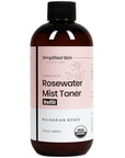 Rose Water Spray for Face & Hair (Refill Size) - Organic USDA Certified Rosewater Facial Toner - Alcohol-Free Makeup Setting Hydrating Face Mist - Anti-Aging Toner Spray - 8 Fl Oz
