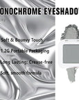 Buildable Matte Eyeshadow Makeup Palette Single - Smoky Gray Shades | Creamy Pressed Powder for Easy Blending | Mini Travel Palette for Women | Everyday Natural Eye Makeup
