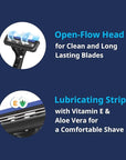 Dorco Pace 2 Plus Disposable Razor, 2 Blades, Pivoting Head, Open-Flow for Easy Rinsing, Lubricating Strip, Non-Slip Rubber Handle (30ct)