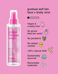 b.tan Clear Face Tan Mist | Gimme The Glow Down - Best Facial Tanner Spray, Gradual Bronzing Sunless Tanning Water, Infused with Rosewater, Vegan, Cruelty Free, 6.7 Fl Oz