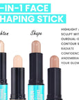 Kaely 2Pcs Cream Bronzer Highlighter Stick,Face Shaping Contouring Shades Makeup,01+15