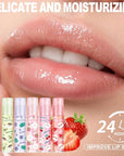 Lip Gloss Clear Jelly Lipstick Set, 6Pcs Roll On Lip Gloss Long Lasting Moisturizing Lip Balm Lip Glow Oil Nutritious Balm Lip Makeup for Women Girls