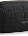 BAGSMART Makeup Bag Travel Toiletry Bag, Puffy Padded Make Up Bags for Women Makeup Organizer Case, Wide-open Pouch Purse Travel Essentials Toiletries Accessories Brushes, Black