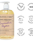 Olivia Care Antibacterial Hand Soap - Infused with Sage & Tea Tree Oil & Lavender Thyme Fragrance, Cleansing, Germ-Fighting, Moisturizing Hand Wash for Kitchen & Bathroom - 18.5 fl oz