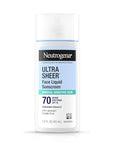Neutrogena Ultra Sheer Mineral Face Liquid Sunscreen SPF 70, Broad Spectrum UVA UVB for Sensitive Skin, Non Greasy, Oxybenzone Free, Vegan, Hypoallergenic, 1.4 fl oz