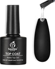 Beetles Matte Gel Top Coat for Gel Nail Polish, 7.5ML Chrome Proof Matte Top Coat No Wipe Powder-Resist Matte Finish for Detail Chrome Nail Powder Painting Long Lasting UV Nail Art