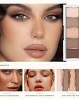AMY'S DIARY Neutral Nude Brown Eyeshadow Palette Makeup, 5 Colors Cool-Toned Velvety Matte Finish, Nude Taupe Eye Shadows, for Brown Eyes Long Lasting Naturing-Looking (#01)