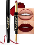 2-in-1 Dark Burgundy Wine Matte Lip Liner and Lipstick Set – Long Lasting 24H Waterproof Red Lip Stain, Smudge Proof Lip Pencil Kit, Lip Makeup for Women and Girls, 09 Combo lapiz de labios