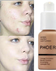2Pack PHOERA Foundation,Full Coverage Flawless Soft Matte 24 HR Oil Control Waterproof Concealer Makeup. (109-Mocha)