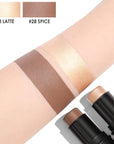 FOCALLURE 2 Pcs Mineral Cream Contour Stick,Moisturize Highlighter and Bronzer Pen,Non Stick Face Brightens & Shades Pencil,Long Lasting & Smooth Gliding Face Illuminator Makeup,Tan