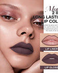 Kaely 2-in-1 Matte Lipstick and Lip Liner, Liquid Lip Stain Makeup for women Long Lasting Waterproof Smudge Proof, labiales matte mate larga duracion listip 24 hours originales, 04 Deep Brown