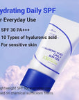 ISNTREE Hyaluronic Acid Daily Sun Gel 50ml, 1.69 fl oz | SPF 30 PA+++ | Moisturizing Sunscreen | No White Cast | Lightweight | Mild Formula | Korean Skincare