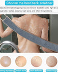 Loofah Back Scrubber for Shower for Men/Women, Natural Soft Flax Back Scrub Washer, Extra Long Back Exfoliator Cleaner for Shower Acne, Dual-Sided Bath Exfoliating Scrubber, Deep Clean&Invigorate Skin