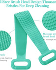 Inmorven Exfoliating Back Scrubber for Shower with Handles, 30 Inch Double-Sided Back Exfoliator Body Scrub Towel, Exfoliating Washcloth Bath Tool for use in Shower, Clean Skin for Men & Women (Green)