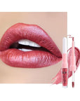 evpct Mauve Red Metallic Glitter Lip Liner and Lipstick Combo Lip Gloss Stain Set Makeup for Women Long Lasting Waterproof 24, Red Metallic Shimmer Frosted Iridescent Glossy Liquid Lipstick 13