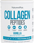 Natures Plus Collagen Peptides, Vanilla - 0.8 lb Powder - Hair, Skin, Nail & Joint Health, Immune System Support - Non-GMO, Gluten Free - 14 Servings