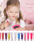 12Pcs Sparkle kids Lip Gloss Set with Unicorn Keychain Carrying Case, Assorted Flavors Moisturizing Shimmer Glossy Lip Party Favor Make-up for Girls and Teens Ages 5+