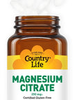 Country Life Magnesium Citrate - 120 Tablets - Supports Muscle & Nerve Function, Heart Rhythm, Healthy Immune System, Energy Production - Magnesium Citrate 250mg, Magnesium Complex Supplement