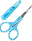 Eyebrow Scissors, Small Scissors for Facial, Nose, Eyebrow, Mustache, and Beard Hair Trimming & Grooming, Safety Edge, Blue Long Cap