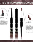 Kaely 2-in-1 Matte Lipstick and Lip Liner, Liquid Lip Stain Makeup for women Long Lasting Waterproof Smudge Proof, labiales matte mate larga duracion listip 24 hours originales, 04 Deep Brown