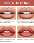 2-in-1 Rose Gold Lip-Gloss Lip Liner & Lipstick Set Kit for Women, Matte Lips Kit with Lip Liner Lip Stains Long Lasting Waterproof 24 Hour Lipstick and Lip Liners Combo Lipliners Pencil Set 07