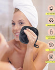 HOMEXCEL Makeup Remover Cloth 12 Count (Pack of 1), Reusable Makeup Remover Pads, Washable Ultra Soft Facial Cleansing Cloths For All Skin Types, 5 X 5 In, Black