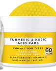 VALITIC Turmeric Kojic Acid Cleansing Pads - Exfoliating Dark Spot Remover for Face with Vitamin C, Alpha Arbutin, Niacinamide and Retinol - Kojic Acid And Turmeric Cleansing Pads - 60 Units