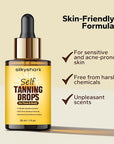 Facial Self Tanning Drops (1 Fl Oz), Tanning Drops for Face & Body, Gradual Bronzing Effect, Lightweight Tanner for Sensitive Skin, Natural Sun-Kissed Glow, Dark Shade