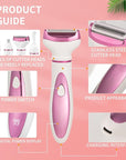 Electric Razor for Women, Bikini Trimmer Womens Shaver for Face Nose Eyebrow Body Leg Pubic Underarm Arm Ladies Rechargeable 4 in 1 Hair Removal Kit Painless Trimming, Gifts for Women (Pink)