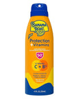 Banana Boat Protection + Vitamins Sunscreen Spray SPF 50 | Moisturizing Sunscreen with Vitamin C & Niacinamide | Banana Boat Spray Sunscreen, Vitamin B3 & Vitamin C Sunscreen, 4.5 oz.