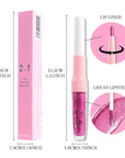 evpct Rose Metallic Glitter Lip Liner and Lipstick Combo Lip Gloss Stain Set Makeup for Women Long Lasting Waterproof 24, Metal Barbie Frosted Metallic Shimmer Glossy Iridescent Liquid Lipstick 15