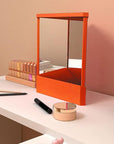 Non-Reversing Mirror, True Image Reflection, Precision True Images Real Reflection, Precision Glass Viewing Angle, Makeup Vanity Non-Magnifying Tabletop Beauty Mirror (Orange, Small)