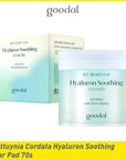 GOODAL Heartleaf Houttuynia Cordata Hyaluron Soothing Clear Pad 70 Sheets, Calming Redness Relief Daily Facial Toner Pad for Sensitive Skin, Korean Skin Care, Instant Cooling