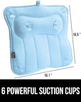 GORILLA GRIP Mesh Bath Pillow for Tub, 6 Powerful Suction Cups, Oversized Headrest with Breathable FlexComfort Technology for Neck, Head, Back Support, Luxury Machine Washable Bathtub Must Haves, Blue