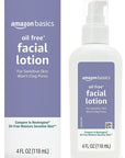 Amazon Basics Oil-free Facial Moisturizer for Sensitive Skin, Fragrance Free, 4 Fluid Ounce (Previously Solimo)
