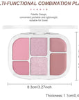 6-in-1 Cream & Powder Makeup Palette for Old Women – Blush, Highlighter & Eyeshadow, Matte & Shimmer Finish, Rose Nude Tones, Travel-Friendly Compact 03
