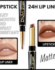 2-in-1Brown Velvet Lip Liner & Lipstick Set Kit for Women, Matte Lips Kit with Lip Liner Lip Stains Long Lasting Waterproof 24 Hour Lipstick and Lip Liners Combo Lipliners Pencil Set 38