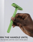 ZOMCHI Women Safety Razor With 5 Double Edge Blades, Metal Single Blade, Reusable & Plastic Free - Fern Green
