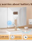 Makeup Mirror with Lights,Featuring 3 Adjustable Color Modes, Smooth Long-Press Brightness Adjustment (1%-100%), and 1x/2x/3x Magnification, Rechargeable (Ivory White)