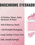 Pressed Single Eyeshadow Palette - Mini Shadow in Pink | Shimmer & Glitter Makeup for Women | Highly Pigmented, Blendable Monochrome Powder Eye Shadow | Everyday Natural Eye Makeup