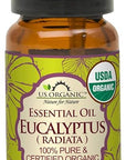 US Organic 100% Pure Eucalyptus Essential Oil (Radiata) - USDA Certified Organic, Steam Distilled - W/Euro droppers (More Size Variations Available) (10 ml / .33 fl oz)