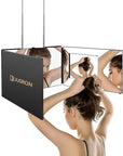 JUSRON 360 Viewing Angle Self Hair Cutting Mirror, Clear Anti-Fog HD Glass (Black Without LED Without Accessories)