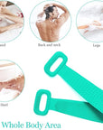 Inmorven Exfoliating Back Scrubber for Shower with Handles, 30 Inch Double-Sided Back Exfoliator Body Scrub Towel, Exfoliating Washcloth Bath Tool for use in Shower, Clean Skin for Men & Women (Green)